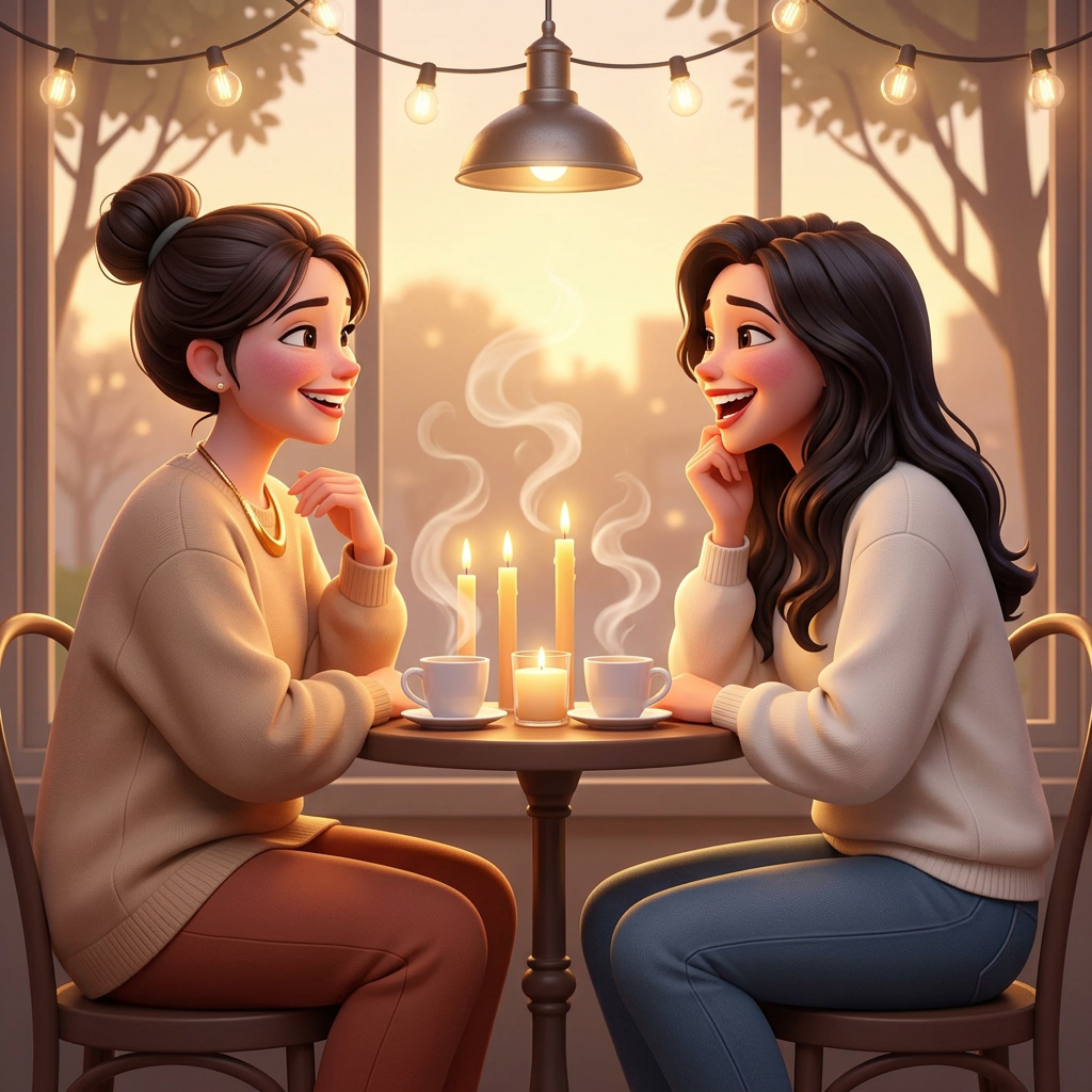 Two people facing each other across a small table in candlelight