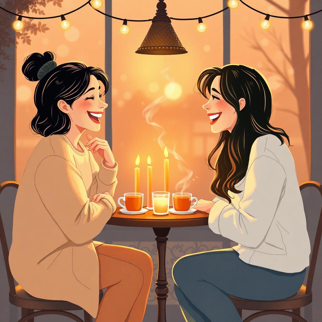 Two people facing each other across a small table in candlelight