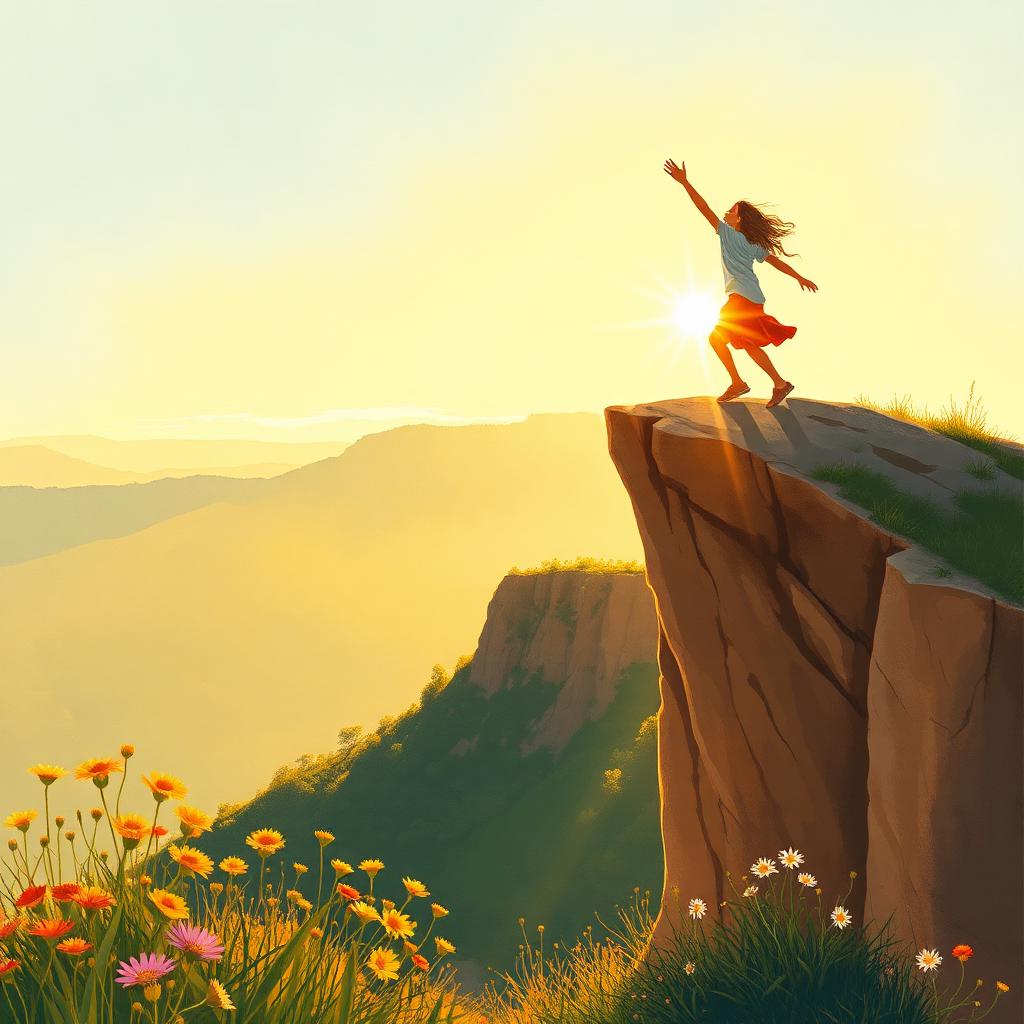 One hand reaching to pull another up a cliff at sunrise
